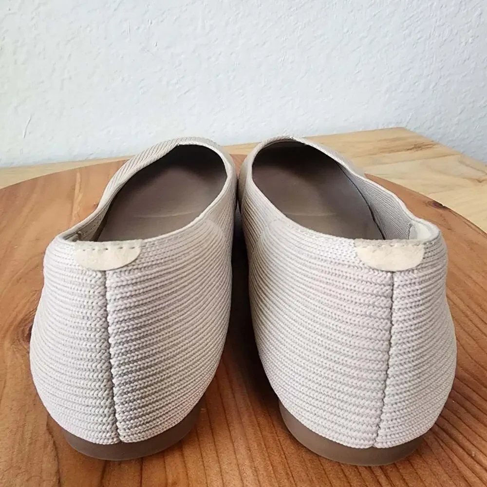 VIVAIA Shoes Womens Size 8 Beige Knit Ballet Flats Square Toe Slip On EU 39